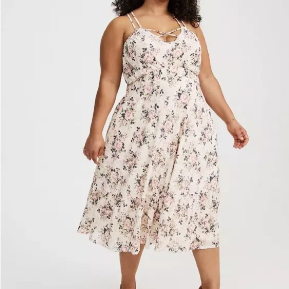 Torrid Pink Floral Midi Dress